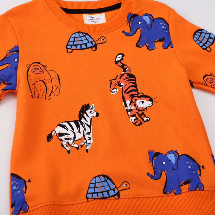 Kids Sweatshirt with Colorful Animal Motif Mune Fashion