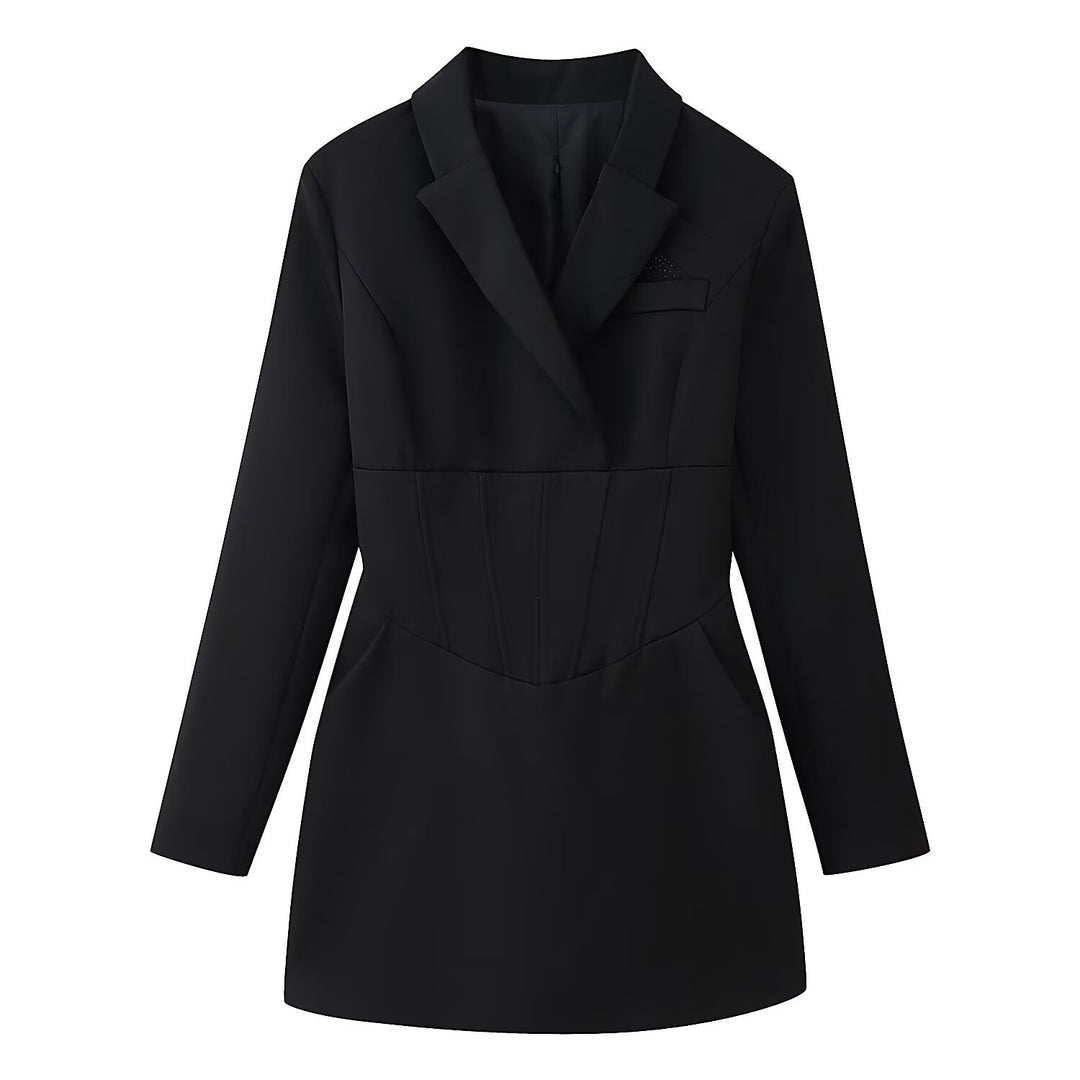 Ladies tailored blazer mini dress with corset seams Mune Fashion