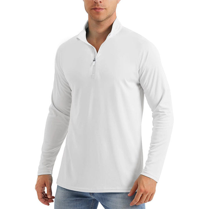 Men's Sporty Long Sleeve Hoodie with Half Zipper