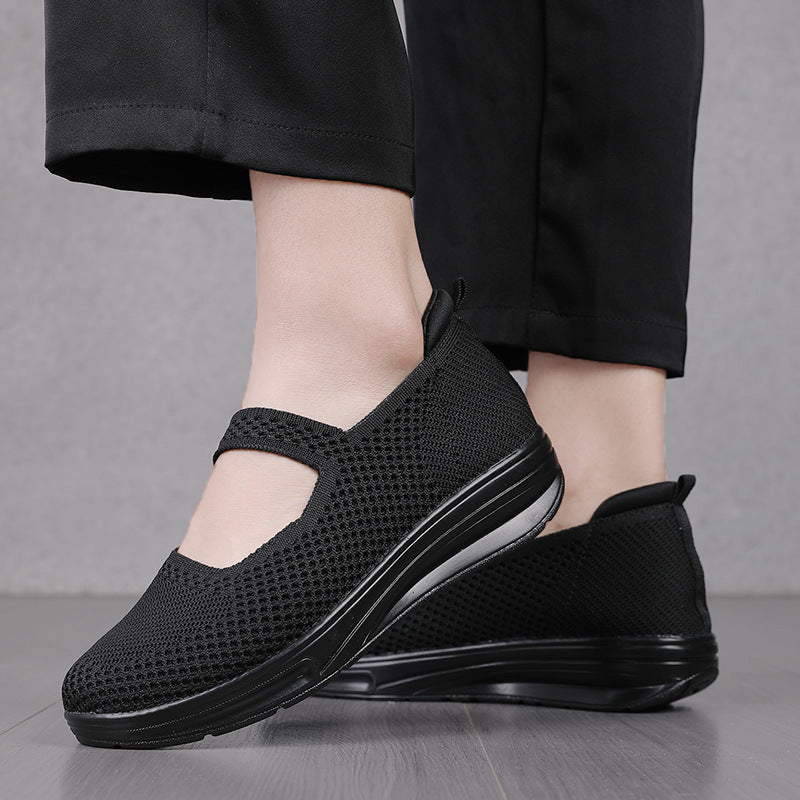 Women's knitted Mary Jane comfort slippers with elastic strap and cushioned outsole Mune Fashion
