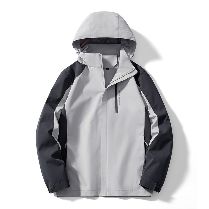 Women Lightweight Two-Colored Softshell Jacket with Hood, Breathable Mesh Lining and Chest Zipper Mune Fashion