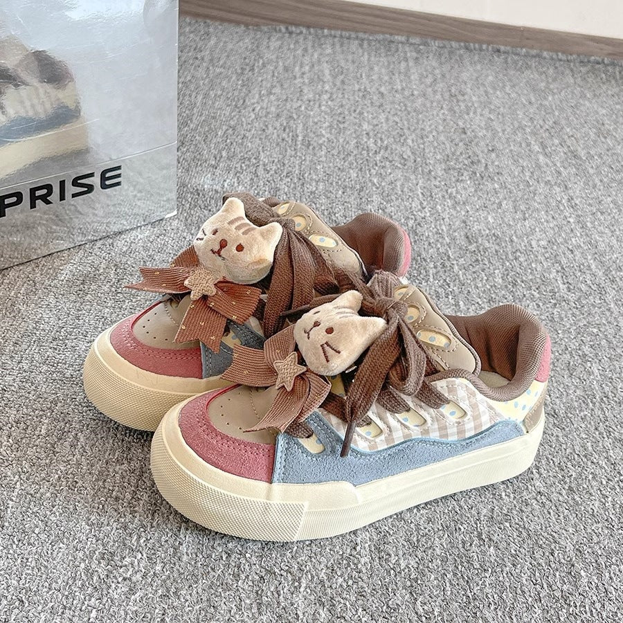 Women Playful Casual Sneakers with Cuddly Animal Details Mune Fashion