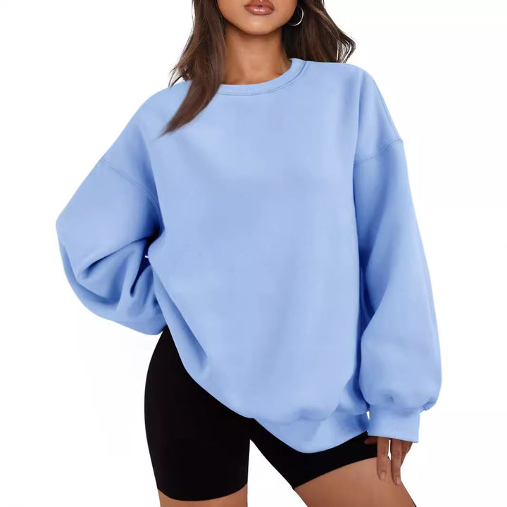 Women's Boxy Crewneck Sweatshirt with extra wide fit, raglan sleeves, and soft fleece lining Mune Fashion