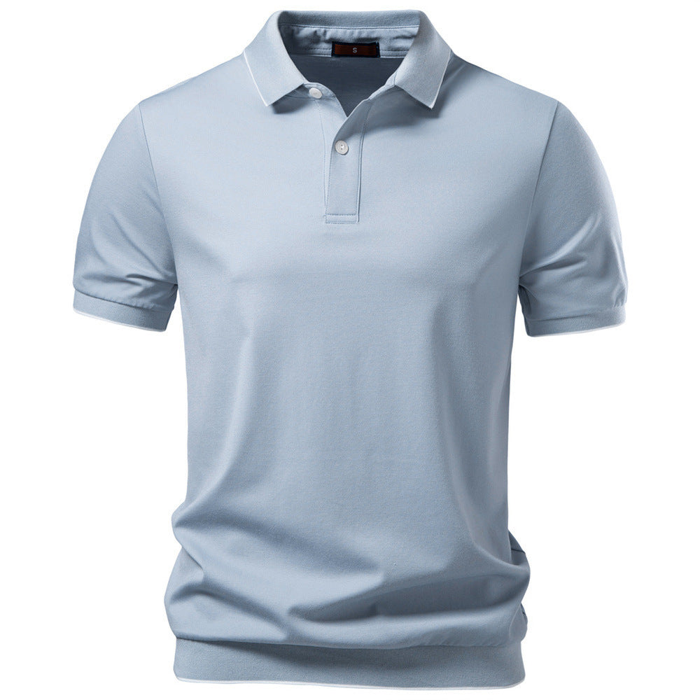 Men's breathable short-sleeved polo shirt made of cotton blend with ribbed hem Mune Fashion
