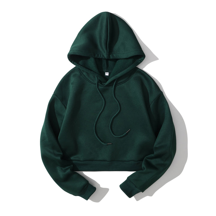 Women's cropped hoodie with soft fleece interior and elastic ribbed hem Mune Fashion