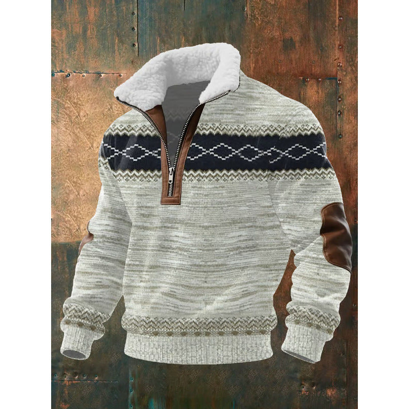 Men's Urban Fleece Pullover with Tree Motif Mune Fashion
