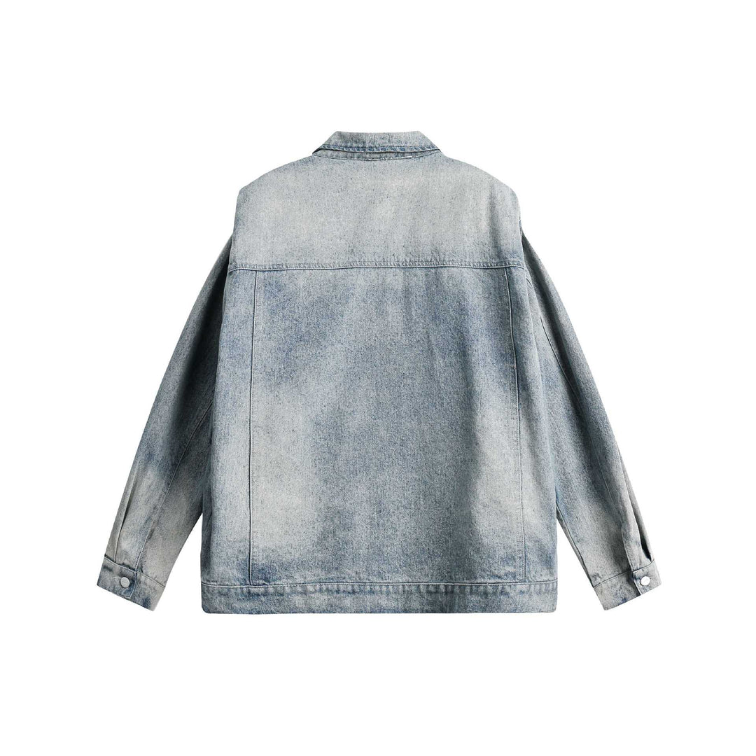 Unisex Boxy Jeans Jacket with Double Zipper and Flap Pockets Mune Fashion