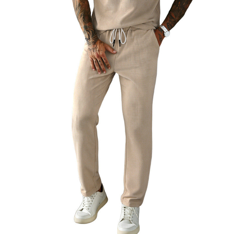 Men's Slim-Fit Jogging Pants with Drawstring, Elastic Waistband, and Side Pockets Mune Fashion