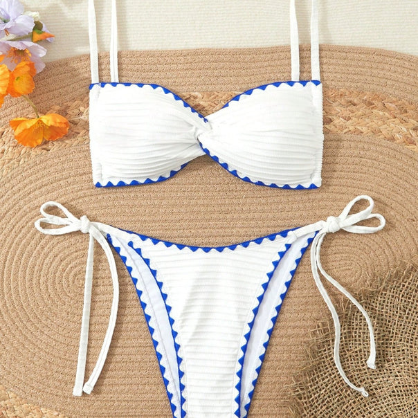 Women's Triangle Bikini with Decorative Ruffle Hem Mune Fashion