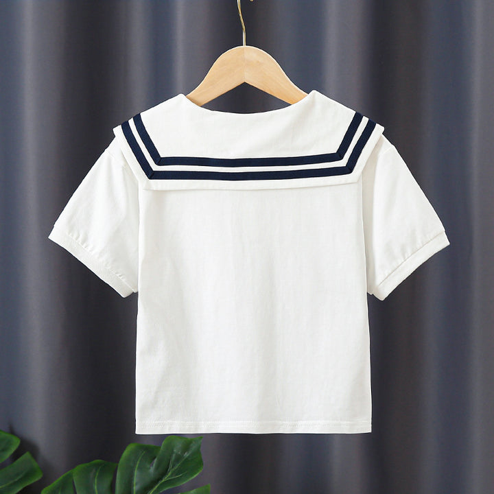 Girl's sailor blouse with elegant stripe details Mune Fashion