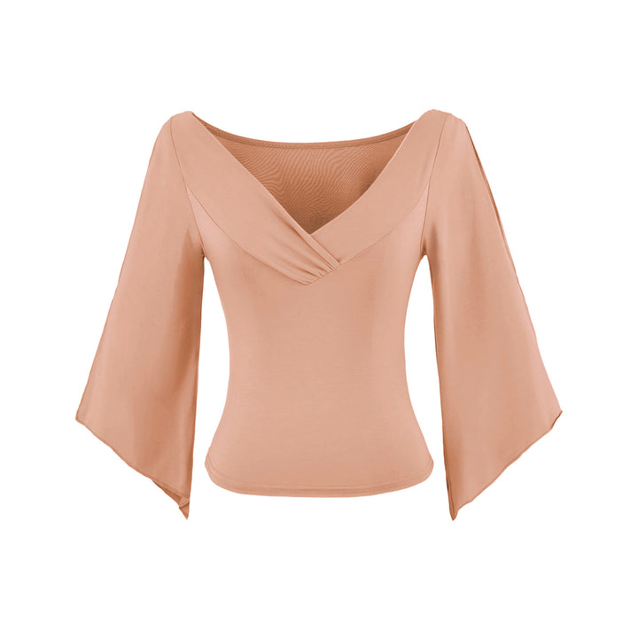 Women's Two-Piece Set with Draped Top with Bat Sleeves and Asymmetrical Flared Skirt Mune Fashion