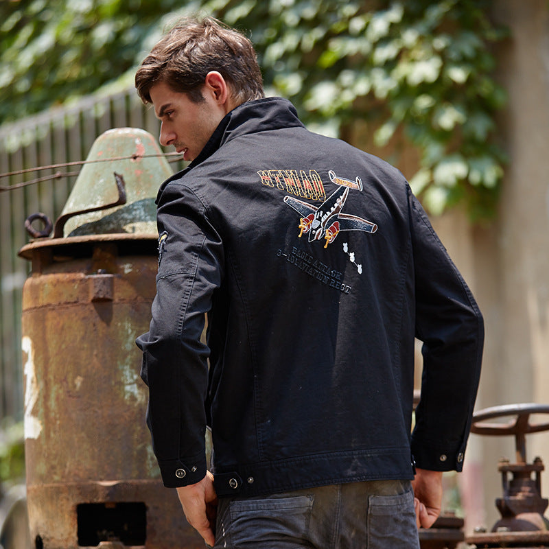 Men's canvas field jacket in military style with patch details and multiple pockets Mune Fashion