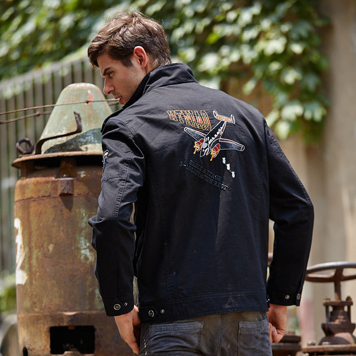 Men's canvas field jacket in military style with patch details and multiple pockets Mune Fashion