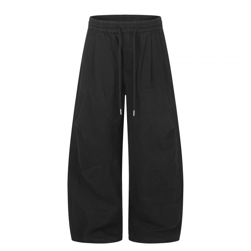 Ladies Wide Cropped Cargo Pants with Elastic Waistband, Drawstring and Patch Pockets Mune Fashion