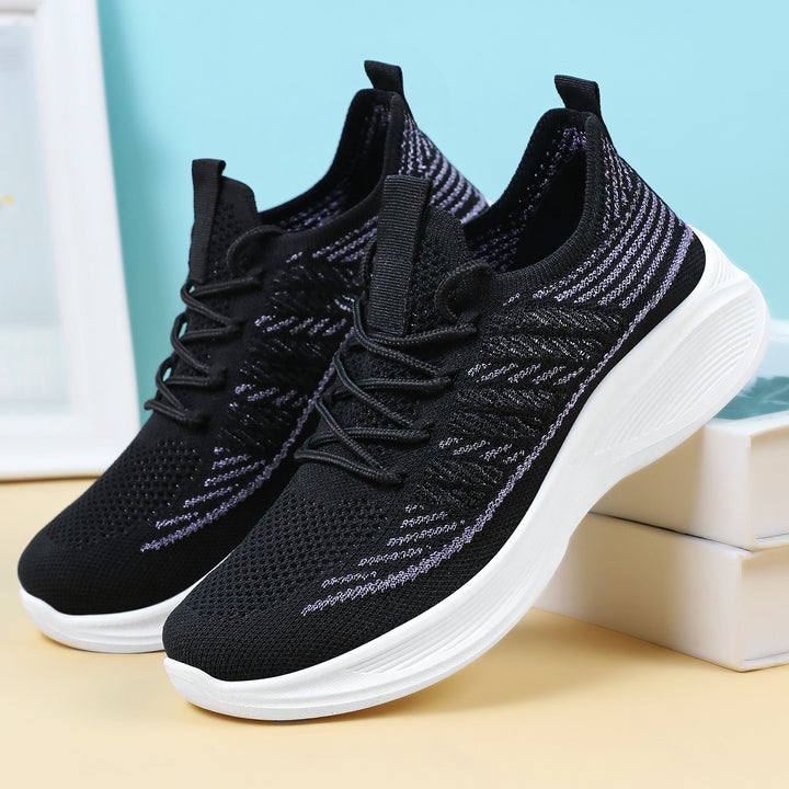 Women’s ergonomic knitted comfort sneakers with targeted ventilation, elastic slip shaft, and shock-absorbing wedge sole Mune Fashion