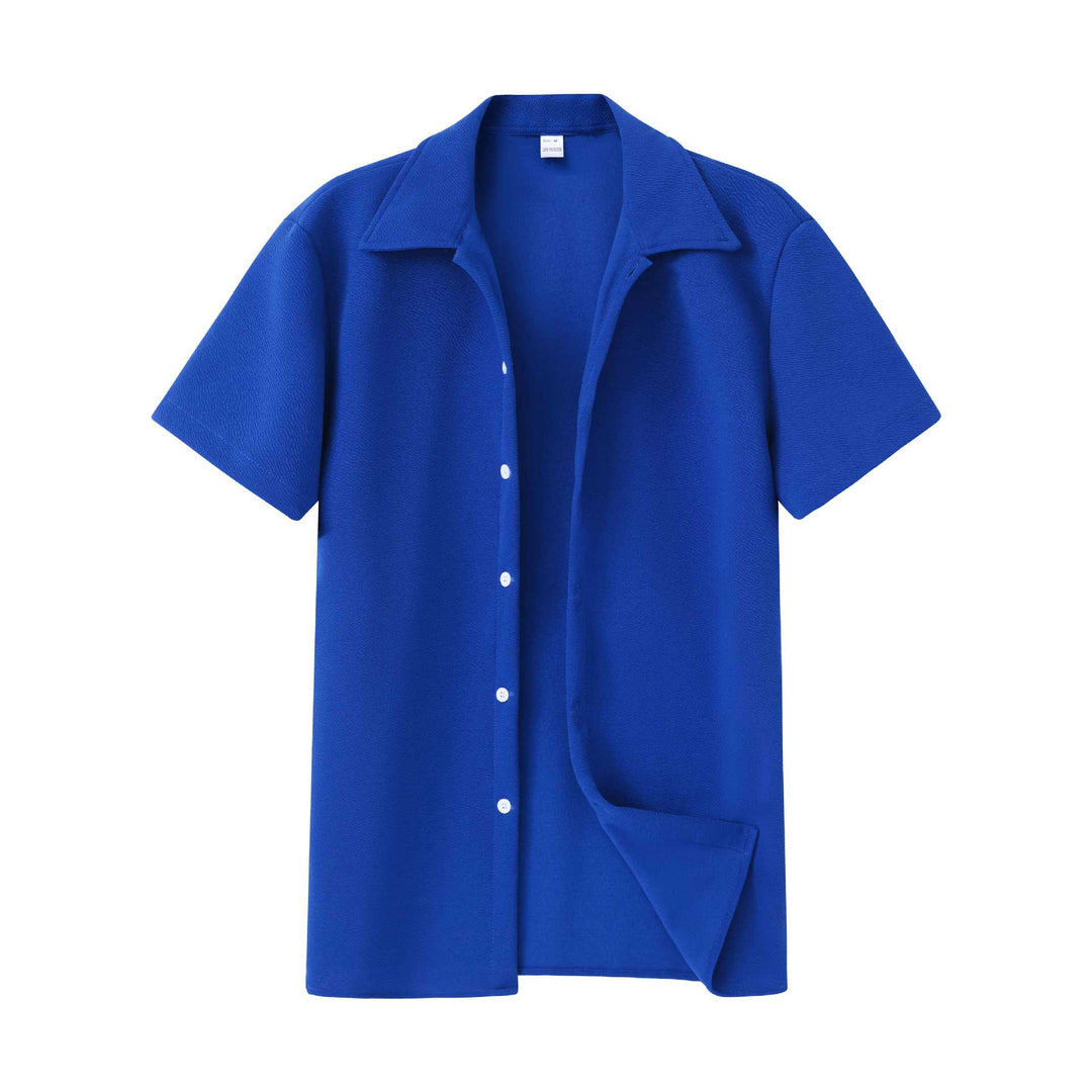 Men's casually cut shirt made of crinkled cotton blend with Kent collar Mune Fashion