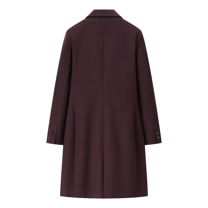 Ladies Elegant Longline Wool Blend Coat with Notched Collar and Welt Pockets Mune Fashion