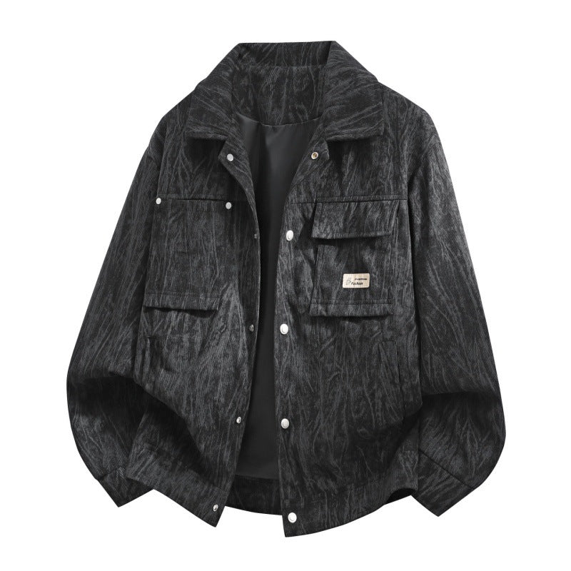 Men's utility overshirt in vintage look with snap button placket, flap pockets & brushed texture Mune Fashion