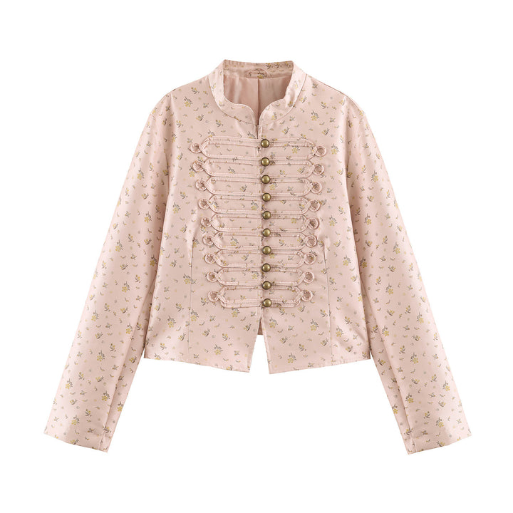 Ladies short jacket with Mandarin collar and decorative toggle fastenings Mune Fashion