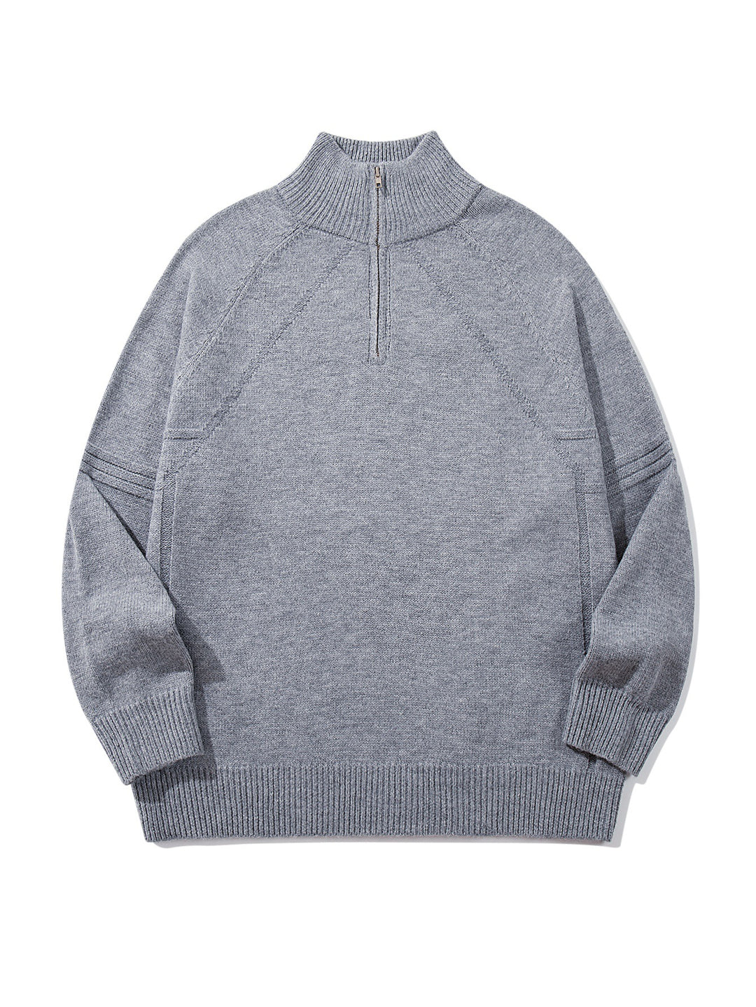 Unisex Halfzip Knit Sweater with High Ribbed Collar and Raglan Sleeves Mune Fashion