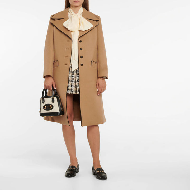 Ladies Tailored Wool Blend Coat with Wide Lapels and Flared Skirt Mune Fashion