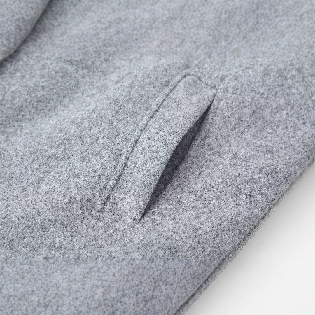 Women's Boxy Double-Breasted Short Coat made of Wool Blend with Stand-Up Collar Mune Fashion