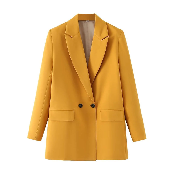 Women's Oversize Double-Breasted Blazer with Lapel and Soft Lining Mune Fashion