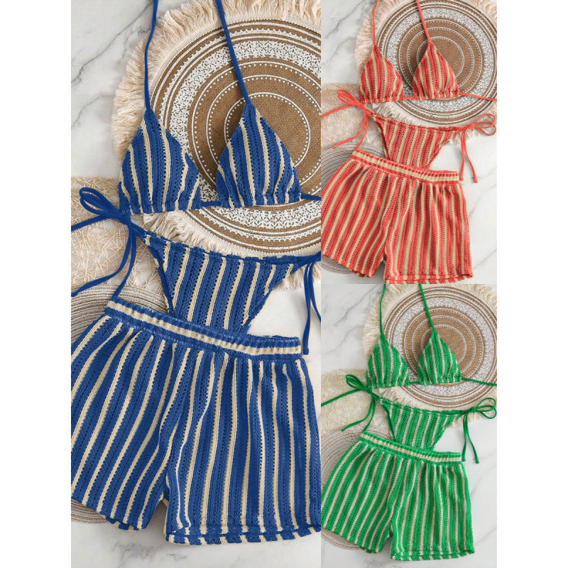 Ladies Two-Piece Leisure Swim Outfit with Adjustable Top and Elastic Shorts Mune Fashion