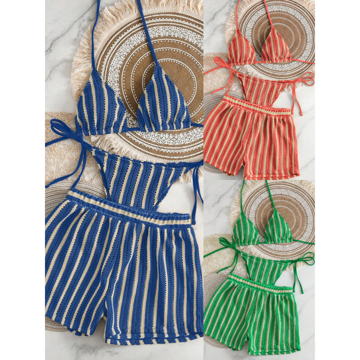 Ladies Two-Piece Leisure Swim Outfit with Adjustable Top and Elastic Shorts Mune Fashion