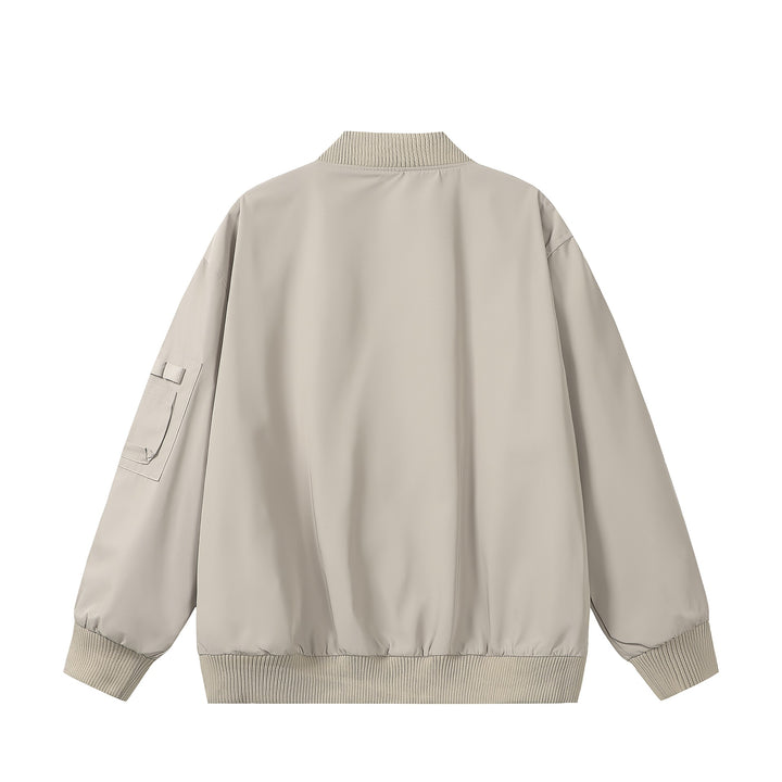 Unisex Short-cut padded bomber jacket with zippered sleeve pocket and ribbed cuffs Mune Fashion