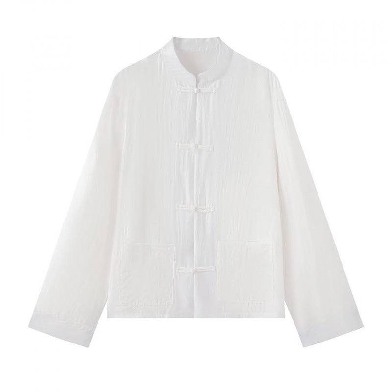 Unisex Lightweight Cotton Tunic with Stand-Up Collar and Traditional Frog Button Closure Mune Fashion