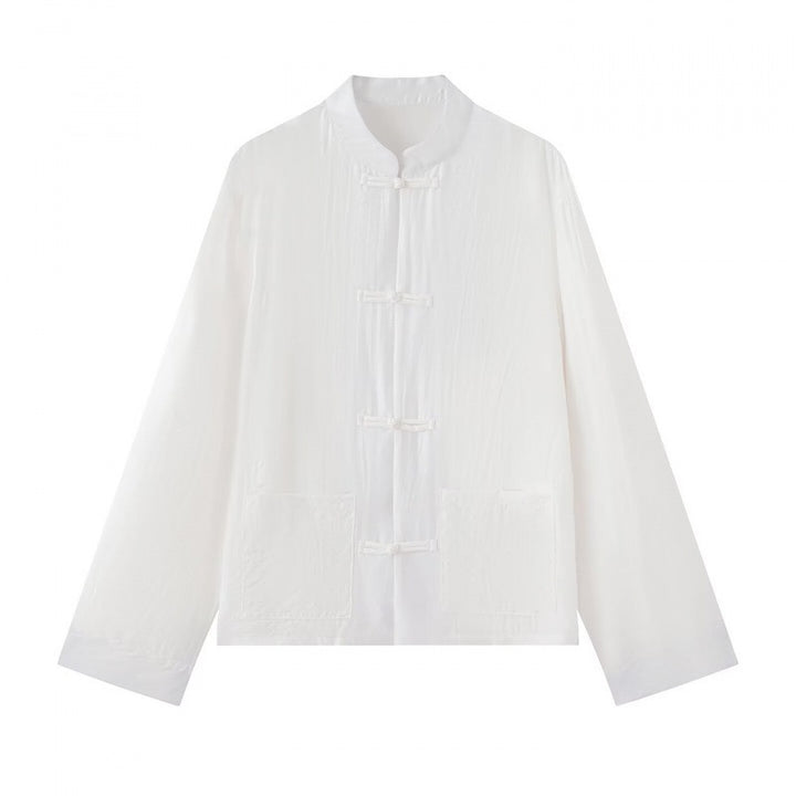 Unisex Lightweight Cotton Tunic with Stand-Up Collar and Traditional Frog Button Closure Mune Fashion