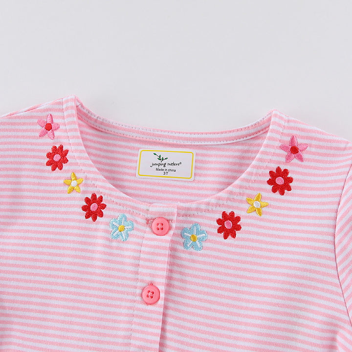 Ladies cute, striped summer dress with floral embroidery Mune Fashion