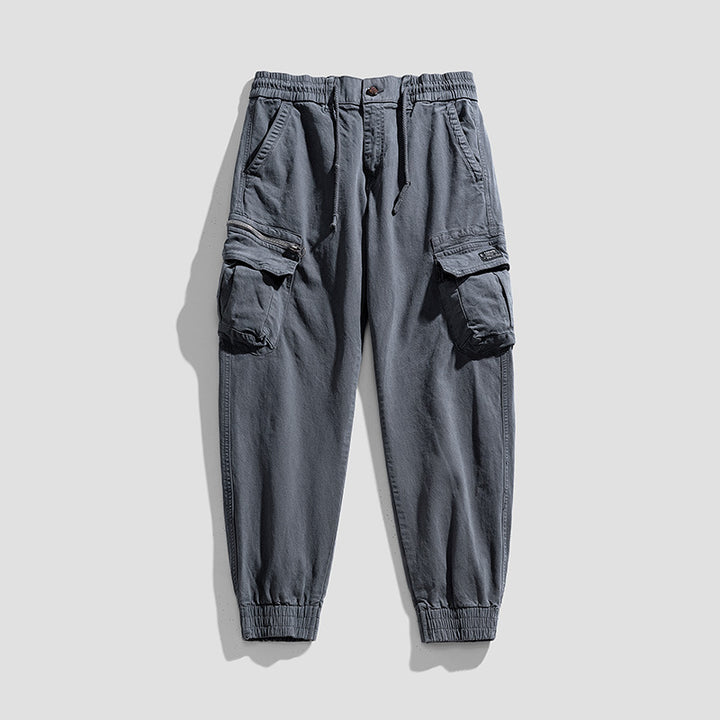 Men's Multifunctional Cargo Joggers in Urban Utility Style with Elastic Waistband and Flap Pockets Mune Fashion