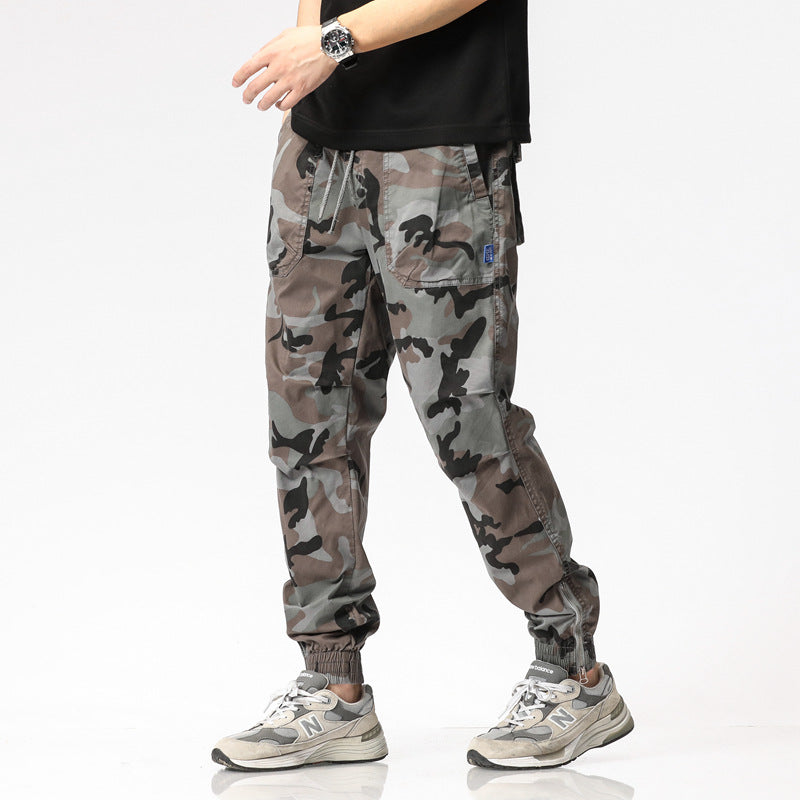 Herren Camouflage-Cargo-Joggerhose mit Tunnelzug, Mehrfachtaschen und gerippten Beinabschlüssen Mune Fashion