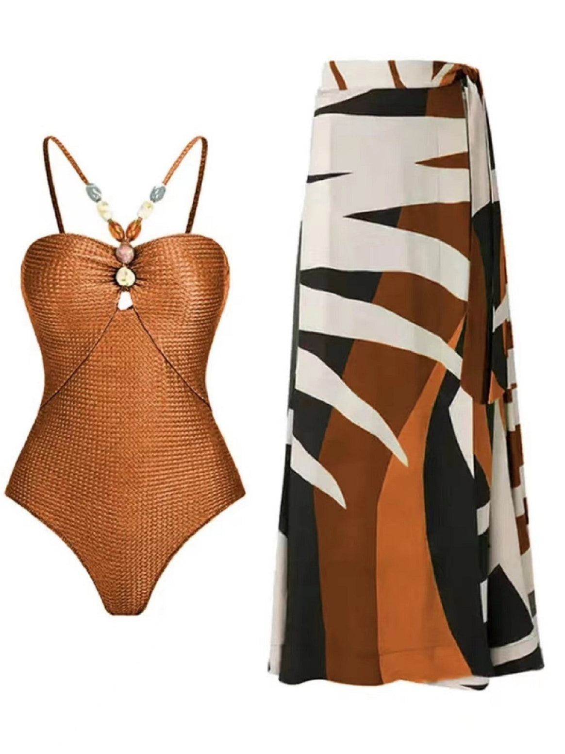 Women's swimsuit with trendy cut-out and elegant wrap skirt Mune Fashion