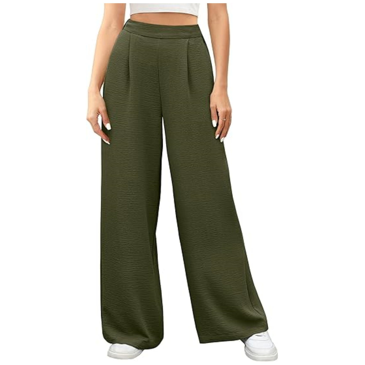 Women's wide High-Waist Palazzo pants with textured fabric Mune Fashion