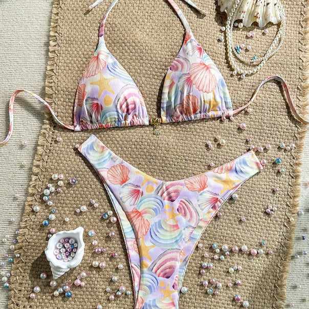 Ladies triangle bikini with maritime shell pattern Mune Fashion