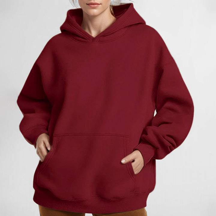 Ladies' extra wide boxy hooded sweatshirt with deep shoulder fit, kangaroo pocket, and brushed interior Mune Fashion