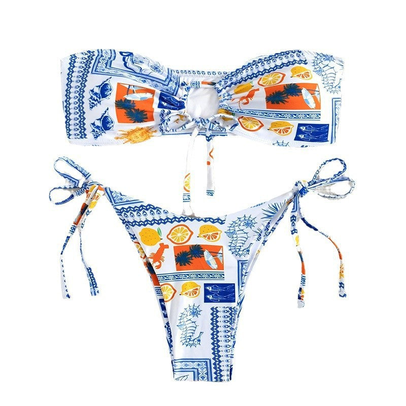 Women's bandeau bikini with playful pattern Mune Fashion
