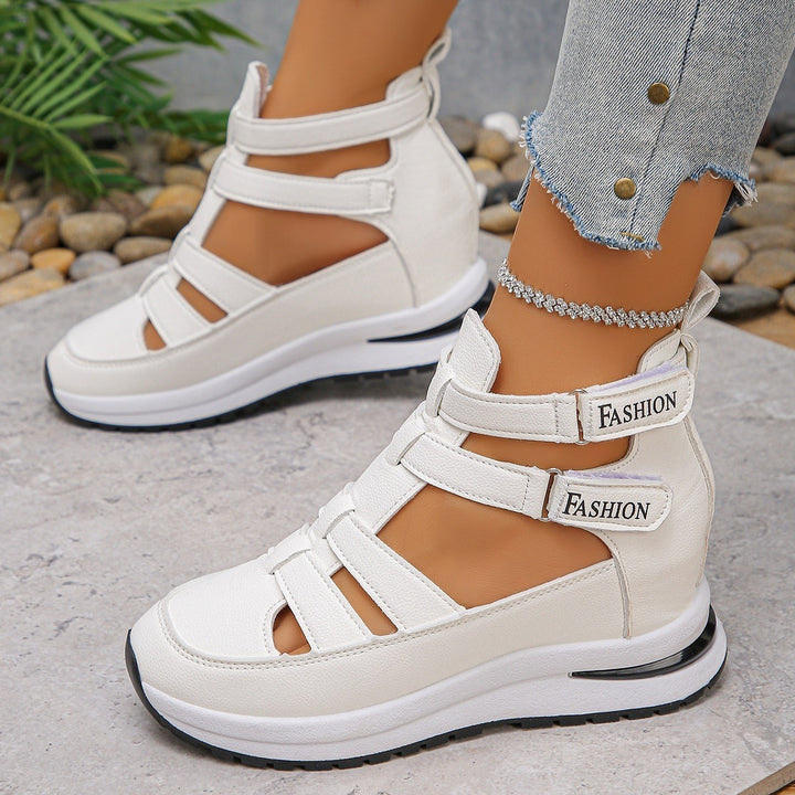 Women Wedge-Platform Sneaker-Sandal with Cut-Outs, Zipper and Padded Insole Mune Fashion