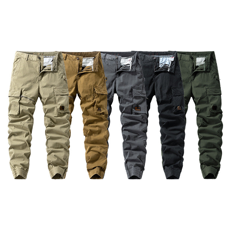 Herren Konisch geschnittene Cargo-Jogginghose mit Mehrfach‑Taschen, Reißverschluss‑Beintasche und elastischem Knöchelabschluss Mune Fashion