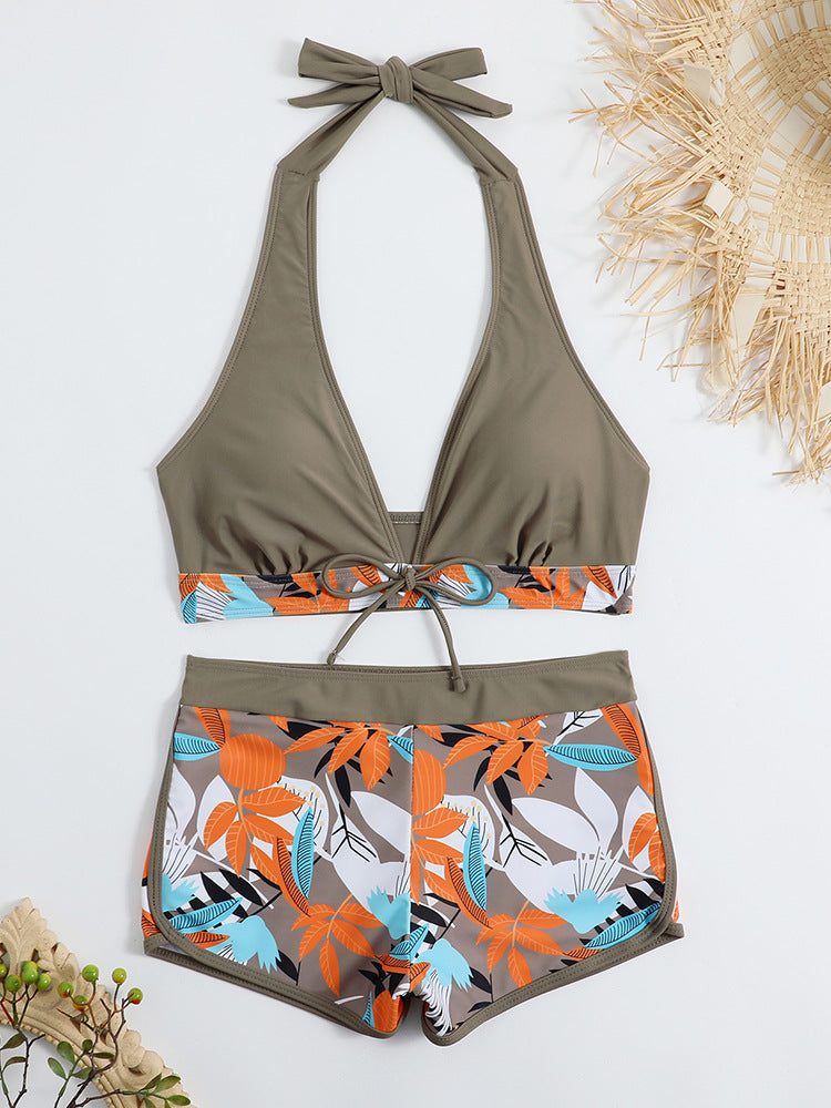 Women's sporty bikini set with adjustable halter top and shorts Mune Fashion