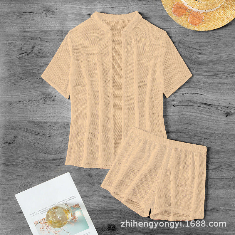 Women's leisure suit with airy knit design Mune Fashion