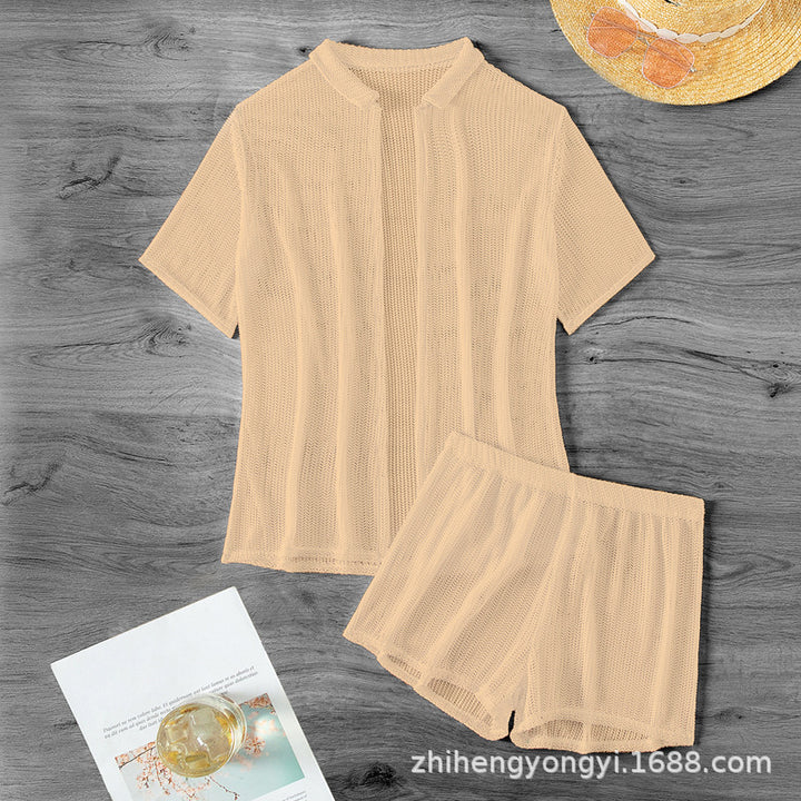 Women's leisure suit with airy knit design Mune Fashion