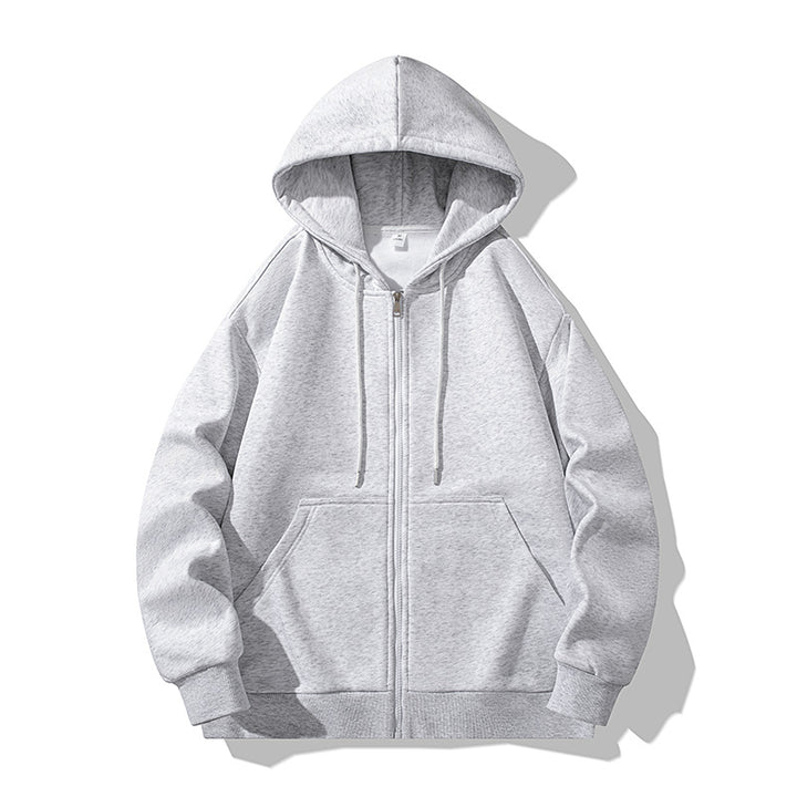 Unisex Oversize Hoodie Fleece Jacket with Boxy Cut and Metal Zipper Drune