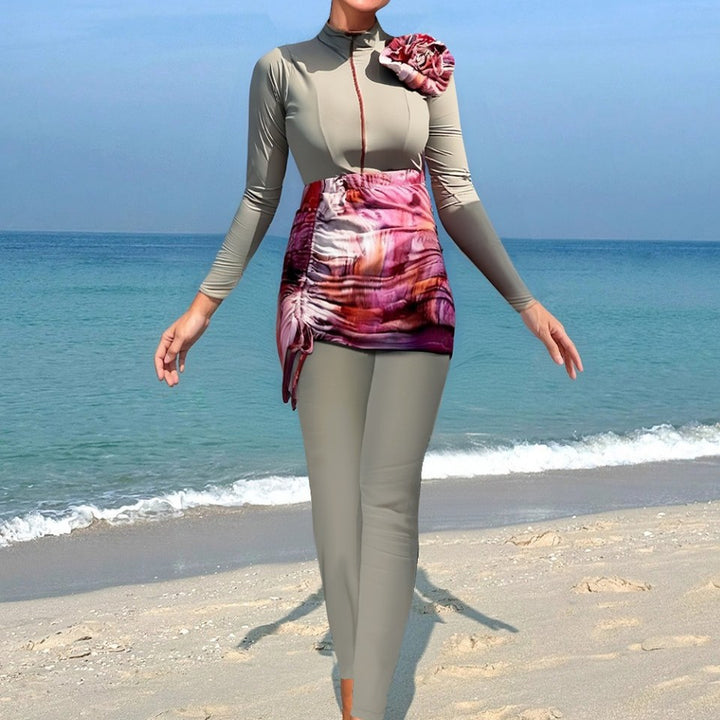 Ladies fashionable surf suit with decorative wrap skirt Mune Fashion