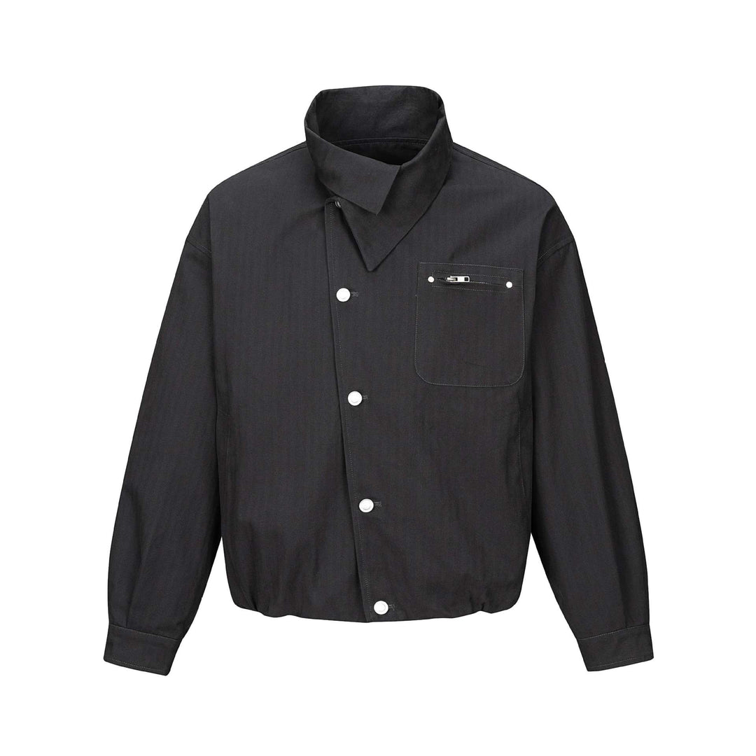 Men's short-cut canvas blouson with high stand-up collar and snap button placket Mune Fashion