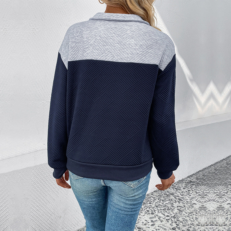 Women's Structured Stand Collar Sweatshirt with Button Placket Mune Fashion