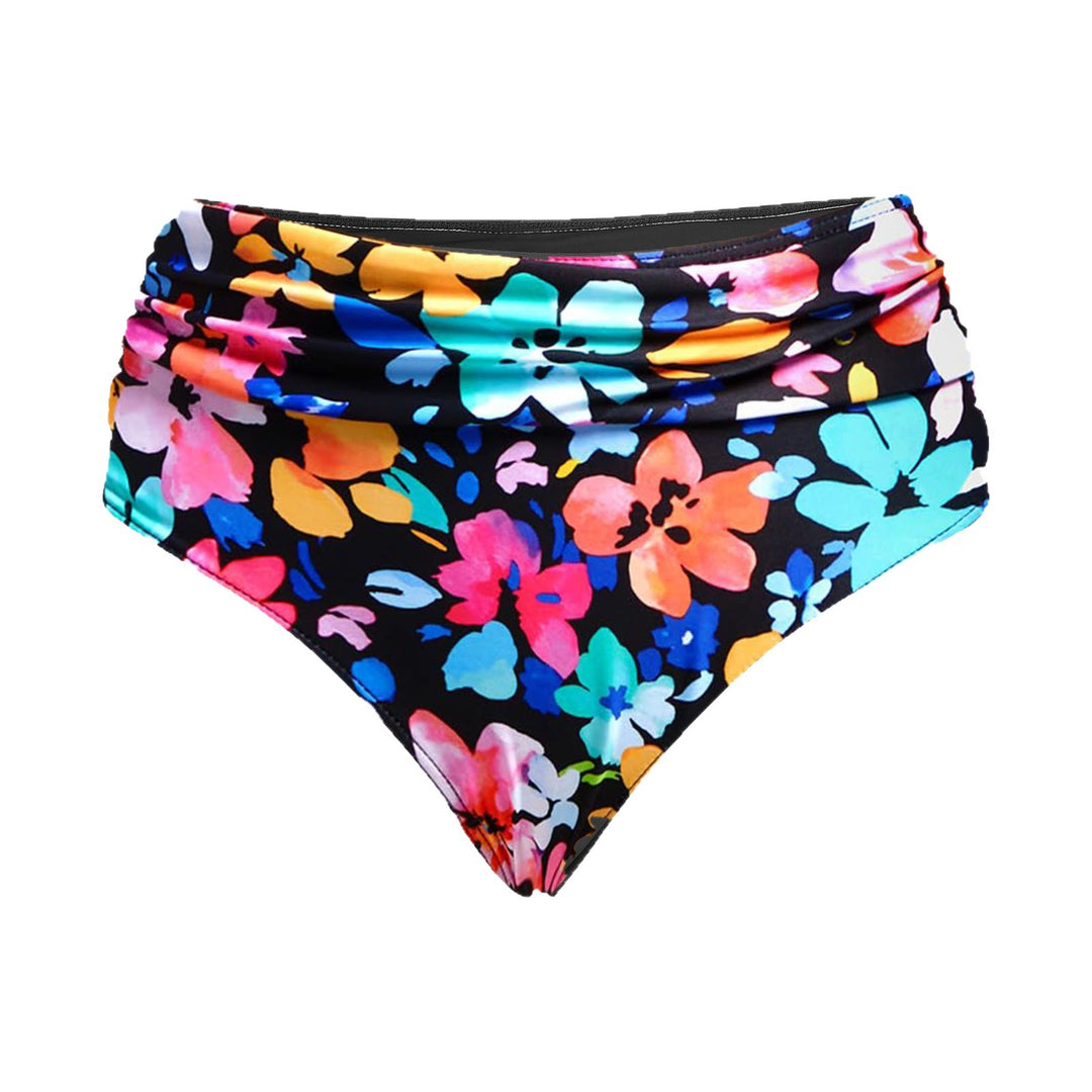 Women's High-Waisted Bikini Bottom with Elegant Gathering Mune Fashion